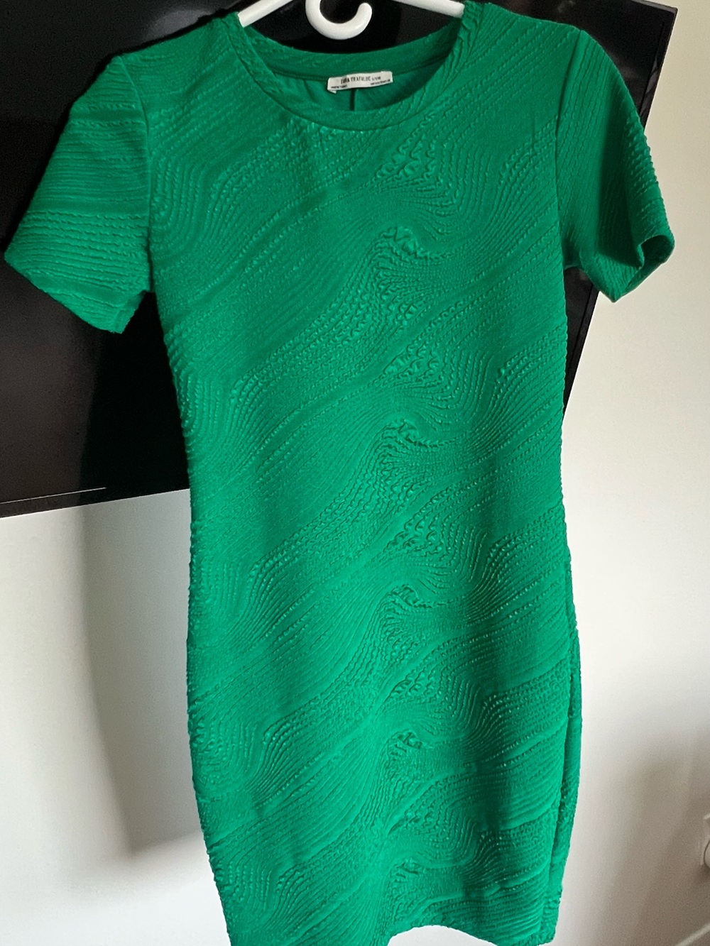 Green Textured Short-Sleeve Dress - purchased from Zara